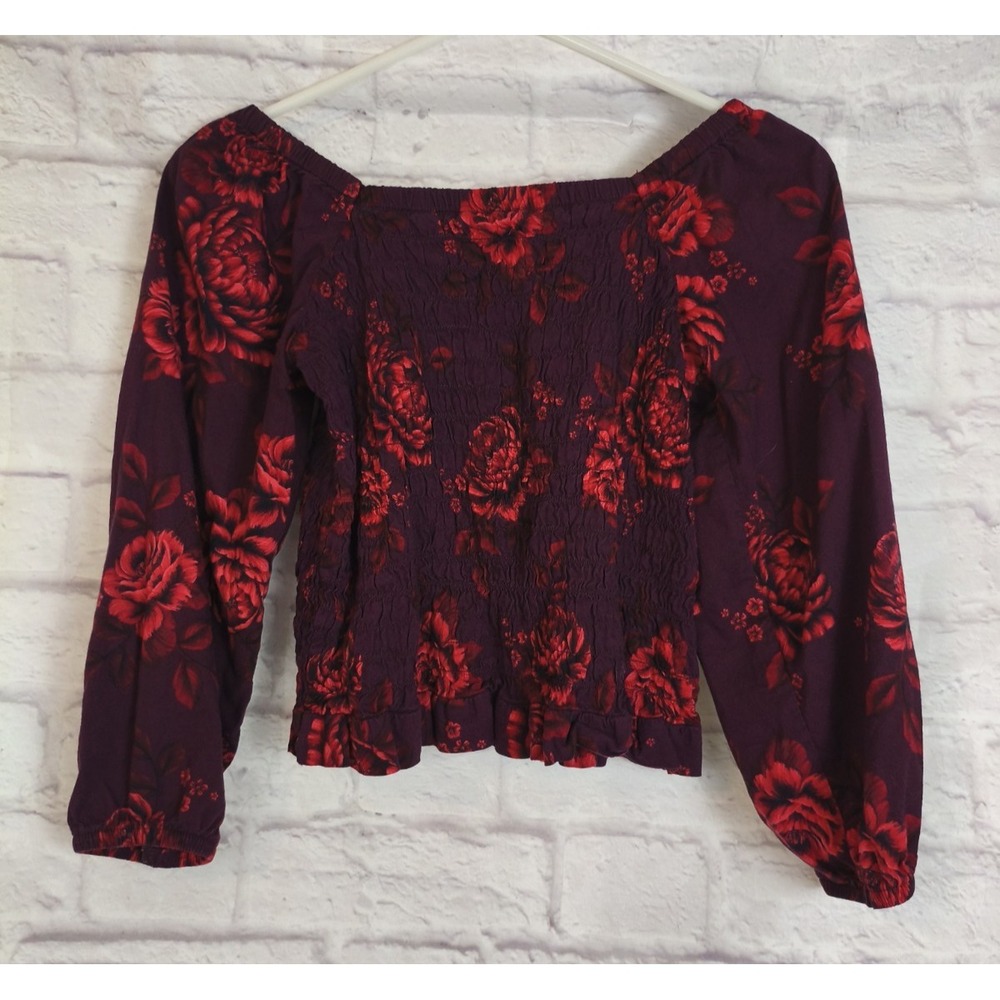 Old Navy Blouse with Red Floral Print